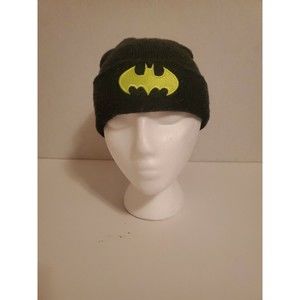 DC Comics Batman Children's Beanie Winter Hat Dark Gray & Neon Yellow (S17)